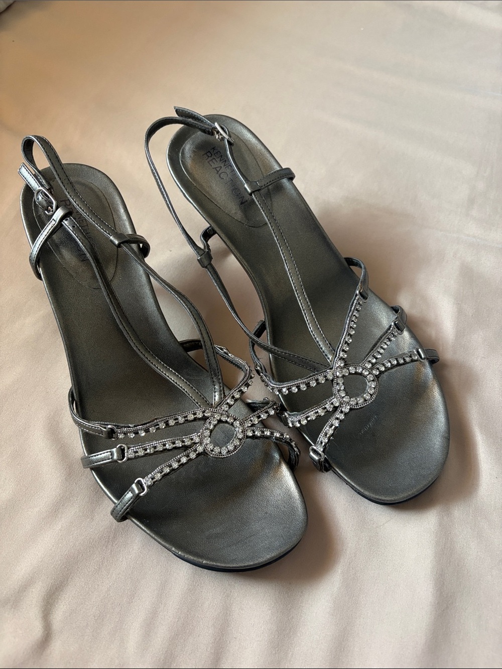 Kenneth Cole Reaction Black Crystal-Embellished Slingback Heels